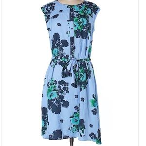 New York & Company Blue Floral Casual Dress